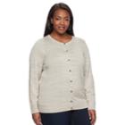 Plus Size Essential Croft & Barrow&reg; Button-front Cardigan, Women's, Size: 2xl, Lt Beige