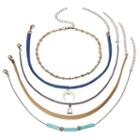 Triangle, Crescent & Blue Beaded Choker Necklace Set, Women's, Multicolor