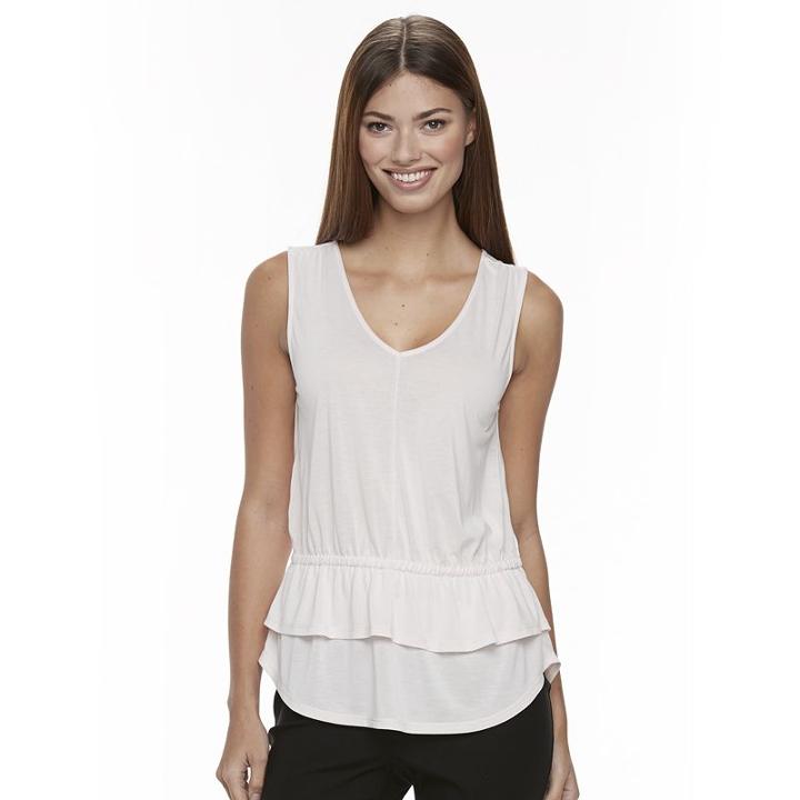 Women's Apt. 9&reg; Ruffle V-neck Top, Size: Xxl, Brt Pink