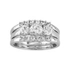 10k White Gold Lab-created White Sapphire 3-piece Engagement Ring Set, Women's, Size: 5