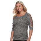 Juniors' Plus Size Heartsoul Lace-up Sleeve Top, Teens, Size: 2xl, Light Grey