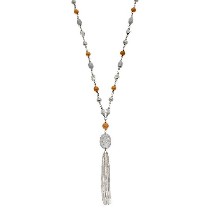 Long Beaded Tassel Y Necklace, Women's, Multicolor