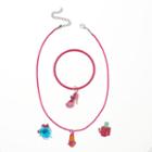 Girls Shopkins Lippy Lips, Polly Polish, Prommy & Bubbles Necklace, Bracelet & Rings Set, Multicolor