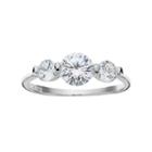 Cubic Zirconia Sterling Silver 3-stone Ring, Women's, Size: 8, White