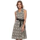 Women's Bethany Ribbon Fit & Flare Dress, Size: 16, Black Beige
