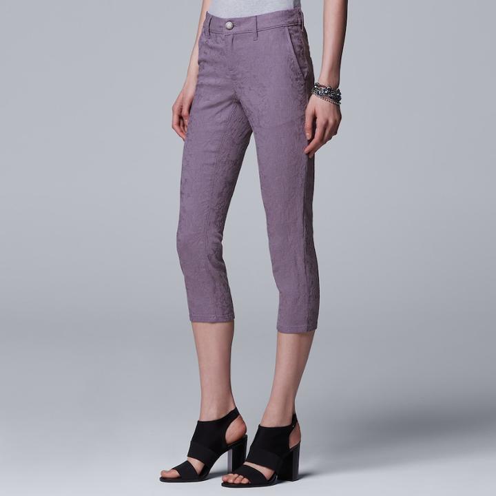 Women's Simply Vera Vera Wang Jacquard Twill Capris, Size: 12, Med Purple