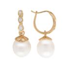 Pearlustre By Imperial 14k Gold Over Silver Freshwater Cultured Pearl & White Topaz Hoop Drop Earrings, Women's