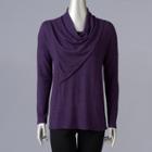 Petite Simply Vera Vera Wang Draped Sweater, Women's, Size: M Petite, Drk Purple