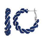 Blue Seed Bead Twisted Nickel Free Hoop Earrings, Women's, Navy