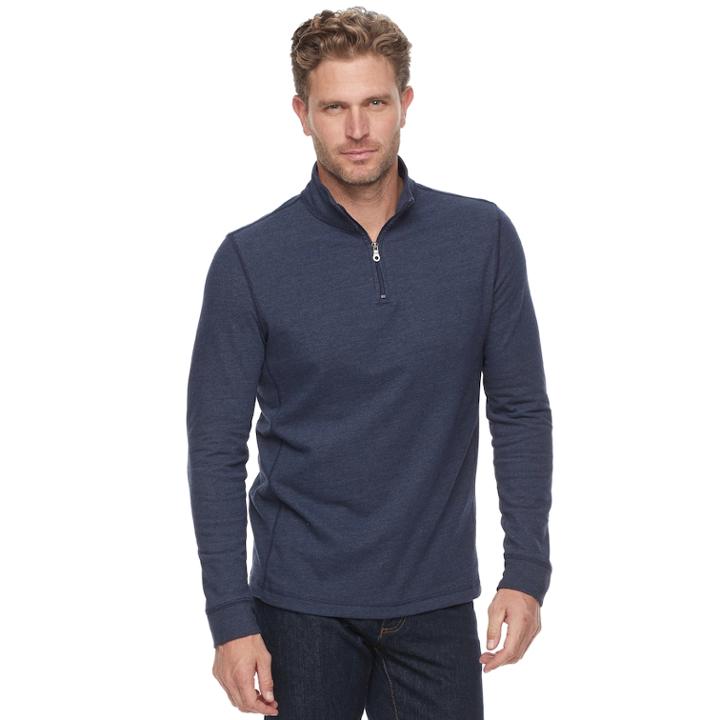 Men's Croft & Barrow&reg; Classic-fit Ultra Soft Quarter-zip Pullover, Size: Large, Blue (navy)