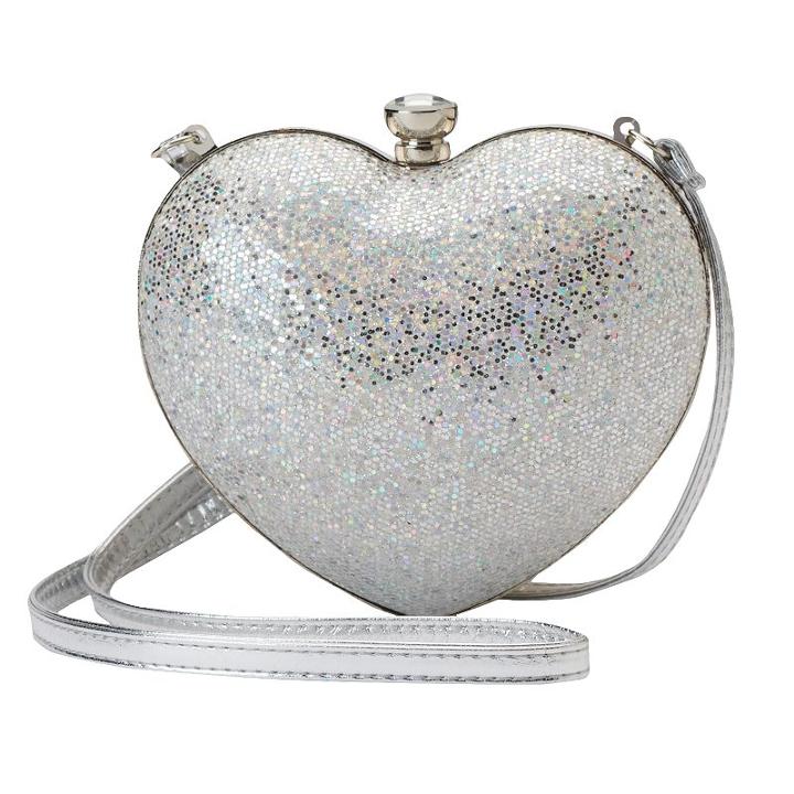 Girls Molded Heart-shape Cross Body Purse, Grey Other