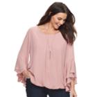 Plus Size Women's Apt. 9&reg; Woven Bubble Hem Top, Size: 1xl, Dark Pink