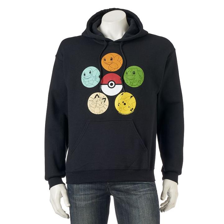 Men's Pokemon Pullover Hoodie, Size: Large, Black