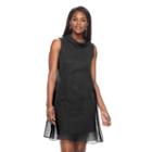 Women's Connected Apparel Cowlneck Shift Dress, Size: 16, Black