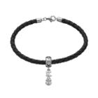 Logoart Kappa Alpha Theta Sterling Silver & Leather Sorority Bracelet, Women's, Size: 7.5, Grey
