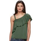 Women's Jennifer Lopez One-shoulder Ruffle Top, Size: Large, Dark Green