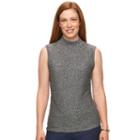 Petite Dana Buchman Sleeveless Mockneck Sweater, Women's, Size: M Petite, Black