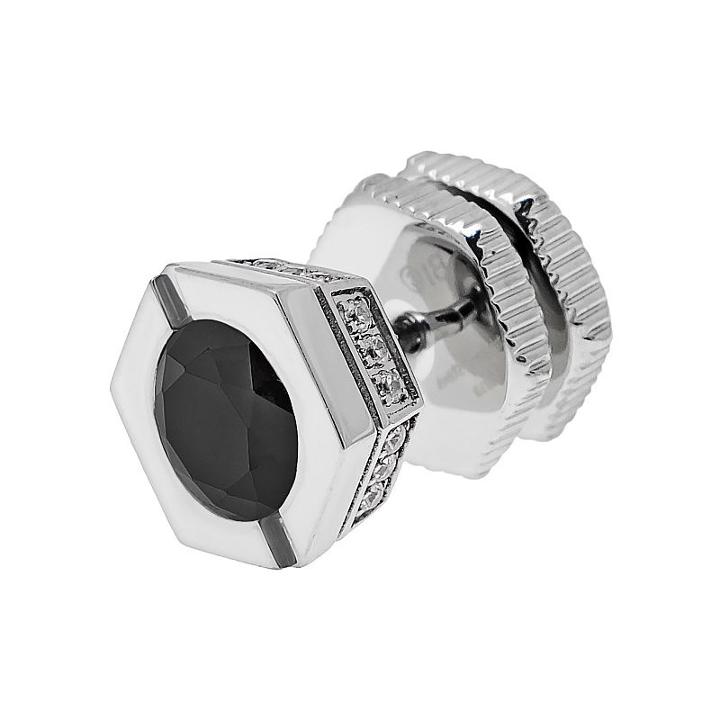Lynx Cubic Zirconia Stainless Steel Stud - Single Earring, Men's, Black