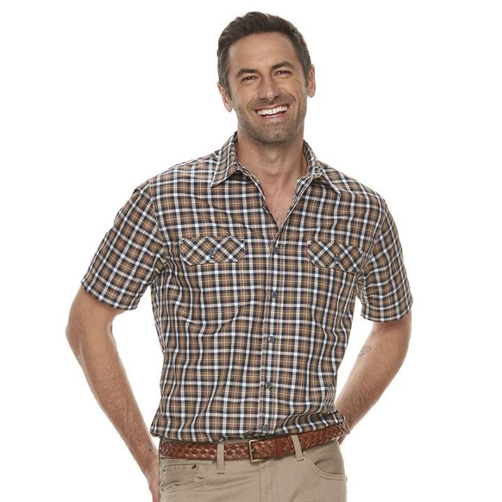 Men's Croft & Barrow&reg; Classic-fit Quick-dry Outdoor Button-down Shirt, Size: Xl, Lt Brown