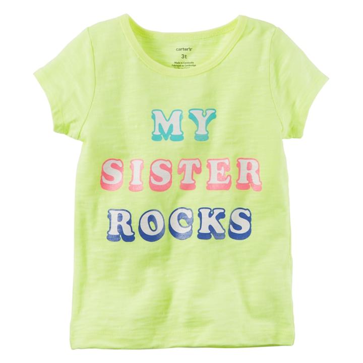 Girls 4-8 Carter's My Sister Rocks Slubbed Graphic Tee, Size: 4, Yellow