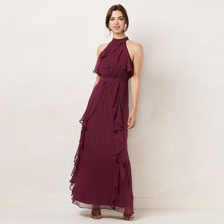 Women's Lc Lauren Conrad Tiered Ruffle Maxi Dress, Size: 6, Red