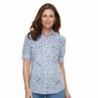 Women's Croft & Barrow&reg; Roll-tab Woven Shirt, Size: Medium, Blue