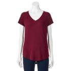 Juniors' So&reg; V-neck Raglan Tee, Girl's, Size: Medium, Dark Pink