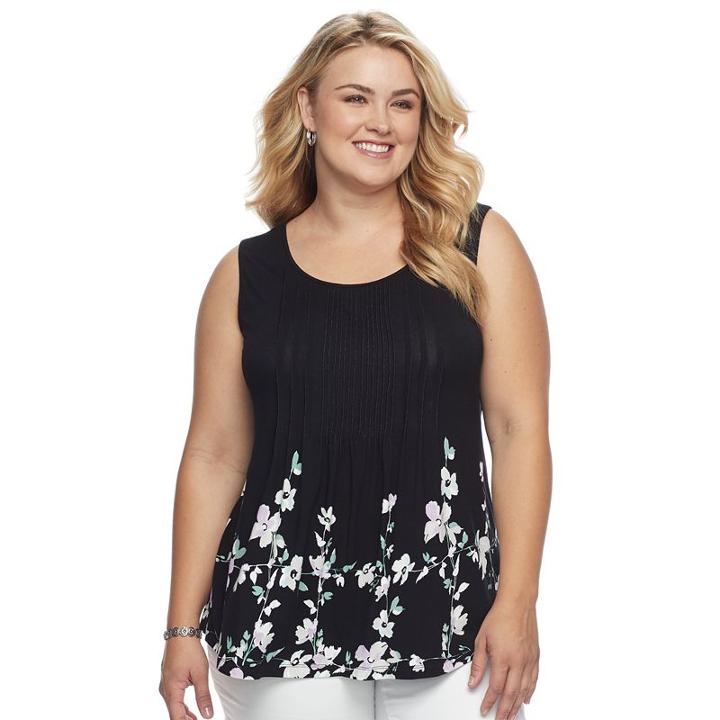 Plus Size Croft & Barrow® Pleated Tank, Women's, Size: 3xl, Black