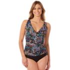 Women's Croft & Barrow&reg; Waist Minimizer One-piece Swimsuit, Size: 14, Black Floral