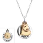 Love You To The Moon And Back Sterling Silver Tri-tone Motherly Love Mom Heart Charm Pendant, Women's, White
