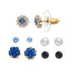Lc Lauren Conrad Flower Stud Earring Set, Women's, Blue