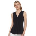 Women's Dana Buchman Pleated V-neck Tank, Size: Xl, Black