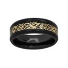 Black & Yellow Ion-plated Stainless Steel Celtic Dragon Band - Men, Size: 13, Multicolor