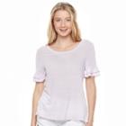 Juniors' So&reg; Ruffle Sleeve Tee, Girl's, Size: Large, Brt Purple