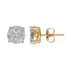 10k Gold 1 Carat T.w. Diamond Cluster Stud Earrings, Women's, White