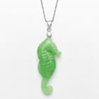 Sterling Silver Jade Seahorse Pendant, Women's, Size: 18, Green