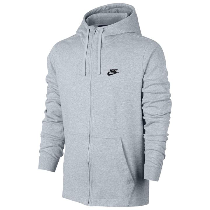 Men's Nike Full-zip Jersey Hoodie, Size: Xl, Light Grey