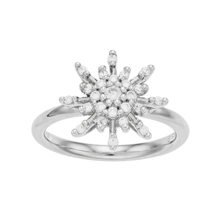Simply Vera Vera Wang Sterling Silver 1/3 Carat T.w. Diamond Flower Ring, Women's, Size: 6, White
