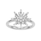 Simply Vera Vera Wang Sterling Silver 1/3 Carat T.w. Diamond Flower Ring, Women's, Size: 6, White