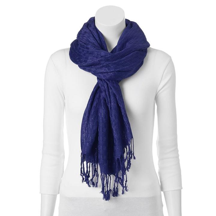 Apt. 9&reg; Basketweave Fringed Scarf, Women's, Dark Blue