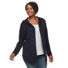 Plus Size Sonoma Goods For Life&trade; Hooded Cardigan, Women's, Size: 2xl, Dark Blue