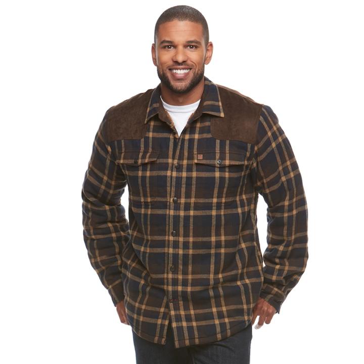 Men's Coleman Classic-fit Flannel Sherpa-lined Shirt Jacket, Size: Large, Brown
