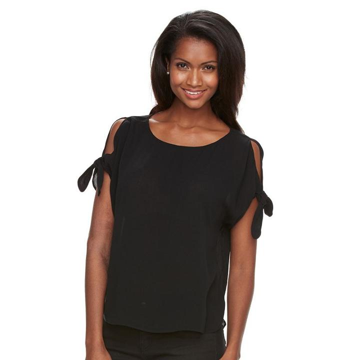 Petite Apt. 9&reg; Crepe Cold-shoulder Top, Women's, Size: M Petite, Black
