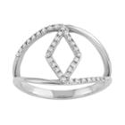Sterling Silver 1/5 Carat T.w. Diamond Rhombus Ring, Women's, Size: 9, White