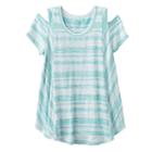 Girls 7-16 So&reg; Cold Shoulder Short Sleeve Curved Hem Tee, Girl's, Size: 7-8, Turquoise/blue (turq/aqua)