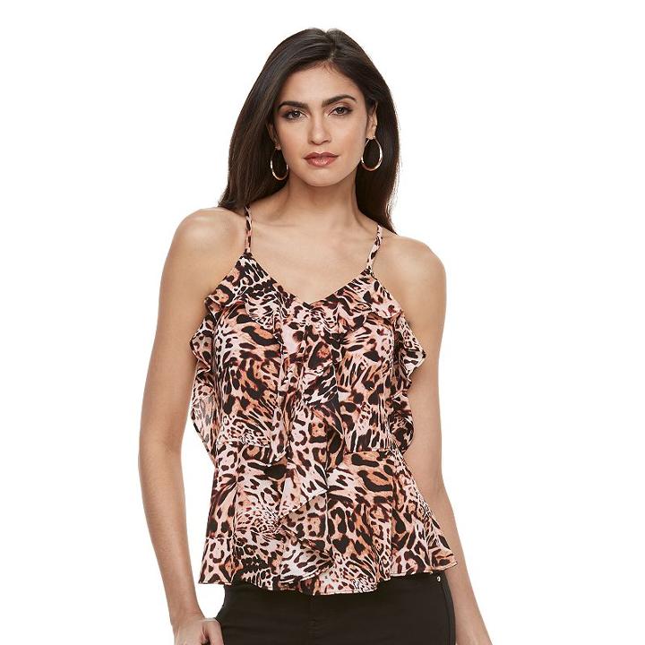 Women's Jennifer Lopez Print Ruffle Tank, Size: Medium, Multicolor