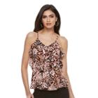 Women's Jennifer Lopez Print Ruffle Tank, Size: Medium, Multicolor
