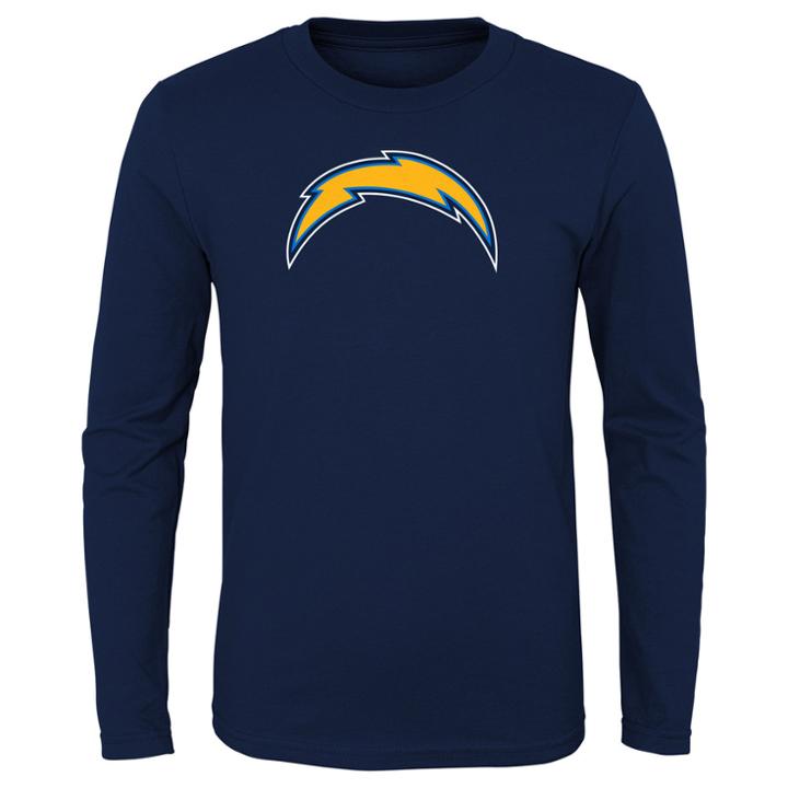 Boys 8-20 Los Angeles Chargers Logo Long-sleeved Tee, Size: S 8, Blue (navy)