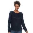 Women's Apt. 9&reg; Cable-knit Sleeve Sweater, Size: Large, Black