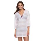 Women's Apt. 9&reg; Striped Lace-up Cover-up, Size: Xl, Natural